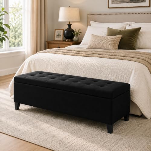 Image of Ottoman with Storage 51 Inch End of Bed Storage Ottoman Bench