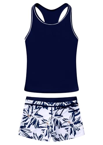 Image of Little Girls' Summer Swimwear Two Piece Boyshort Tankini Kids Swimsuit