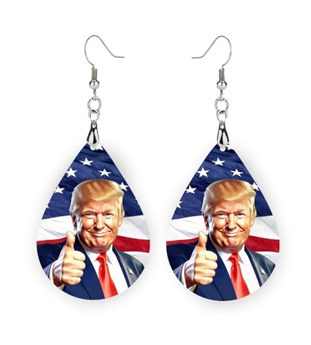 Trump 2024 Red White Blue Patriots Freedom Trump Dangle Earrings Drop Style for Women Men Girls Teens Boys