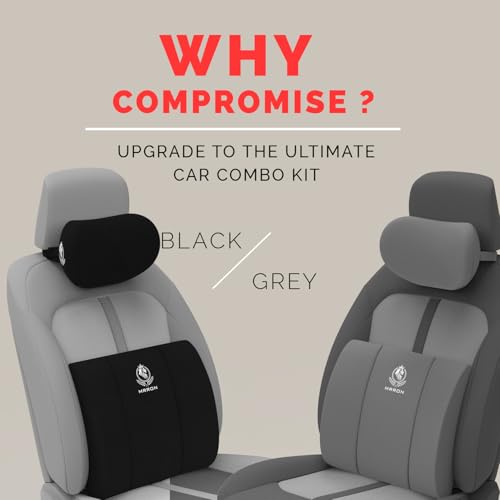 Image of MRRON Series Memory Foam Neck Rest & Lumbar Support for Car or Office Chair, Neck Pillow Kit Designed Ergonomically for Extra Support (Black, Lumbar)