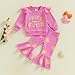 Socutebabe Toddler Baby Girl Valentines Day Outfit Fries Before Guys Sweatshirt Long Sleeve Pullover Flare Pants Cute Clothes (Rose Red, 12-18 Months)