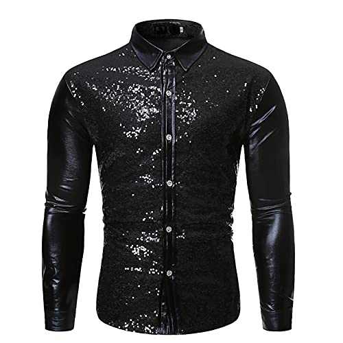 Chemise homme noir en lin sans repassage pour fête rétro et carnaval confortable