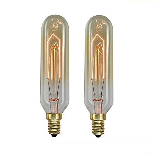 E14 Vintage Edison Ampoule à Filament Tube Lumineux Décoratif 40W T10 Rétro Blanc Chaud Dimmable Décoratif Incandescent 2200K Light Ampoule Tungstène 220-240V,2pcs Cover