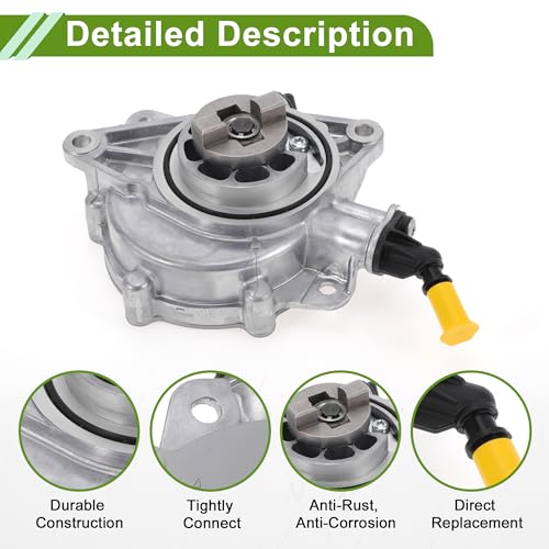 Bomba de Vacío para Frenos N.o 9812155680/11667586424, Bomba de Vacío para Motor para Mini Cooper 2011-2015, Aleación de Aluminio, Tonos Plata, 1 Unidad miniatura 4
