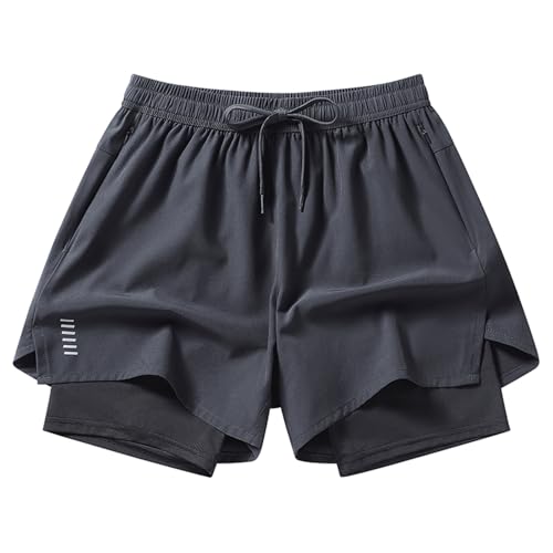 NATHGAM Shorts running hombre 2 en 1 cintura elástica miniatura 1