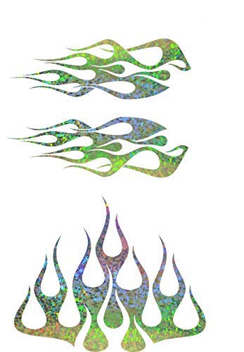 Image of STYLE1 Multi-Color Flame Decal Kit Golf Cart, UTV, RC, ATV, Mower, Motorcycle Tank (D - XLarge, DG23-113 Metallic Crystal)