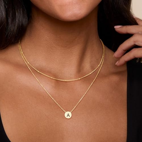 Initial Necklaces for Women,Dainty 14k Gold Plated A-Z Layered Letter Pendant Necklace - image 2