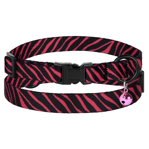 Budkas 4Pcs Breakaway Cat Collars With Bell, Cute Kitty Adjustable Safe Kitten Collars, 4-Pack, Nylon Pet Collars Animal Striped Floral Print thumb #5