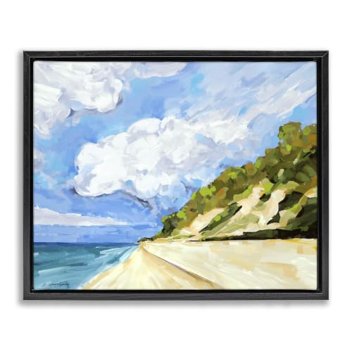 Cloudy Coastal Cliffs Landscape, 25 x 31 Inch Canvas in Floater Frame