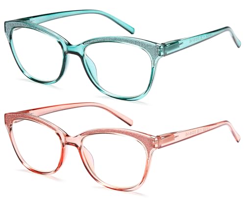 NEW VISION Gafas Presbicia Mujer 2 PACK, Gafas Luz Azul, Gafas Presbicia Estilo Retro, PROJOeccióN UV400 Gafas De Lectura, Gafas Para Ordenador Mujer NV1157 (ROSA+TIFFANY, 2, x)