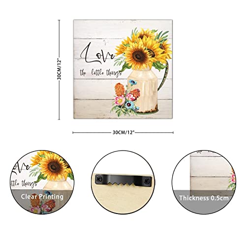 Panneau en bois tournesol 30x30 cm pour décoration murale suspendue