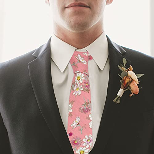 Image of Mantieqingway Floral Ties for Men Skinny Cotton Tie Flower Necktie