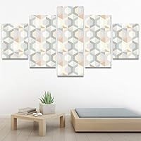 SIGNWIN 5 Panel Canvas Wall Art Modern Art Decorative Elements Fun Geometric Mixed Media Multicolor Patterns for Home Decorations Ready to Hang - 60