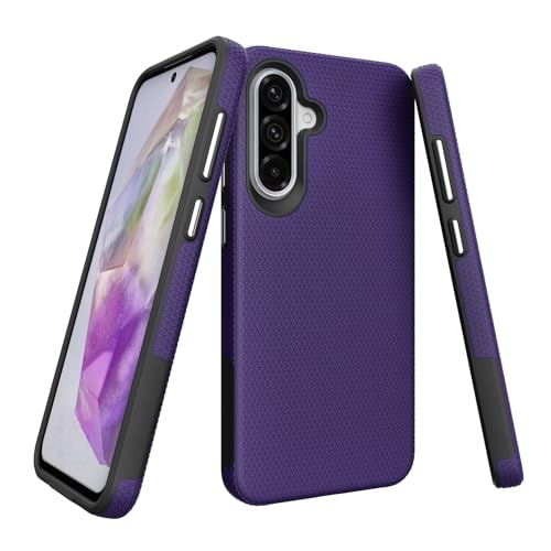 Image of NOXO Ultra-Hybrid Triangle Back Case Cover for Samsung Galaxy A56, | Shockproof Design | Camera Protection | Soft TPU & Rugged PC | Bumper Case Cover for Samsung Galaxy A56, (Deep Purple)