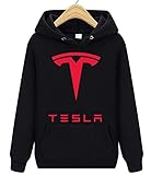 Tesla Unisex Adult Pullover Hooded Sweatshirt for Mens and Women Black M
