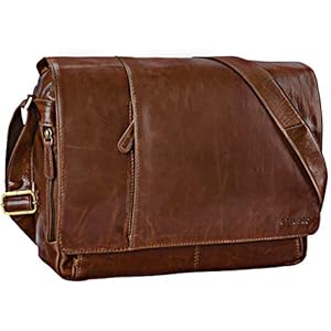 STILORD Elias Messenger Bag Leder Herren Braun Kuriertasche Umhängetasche Unitasche Laptoptasche 15.6 Zoll Aktentasche Bürotasche Büffel-Leder