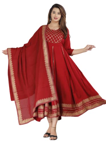 Radhe Govind Women's Maroon Border Gown 