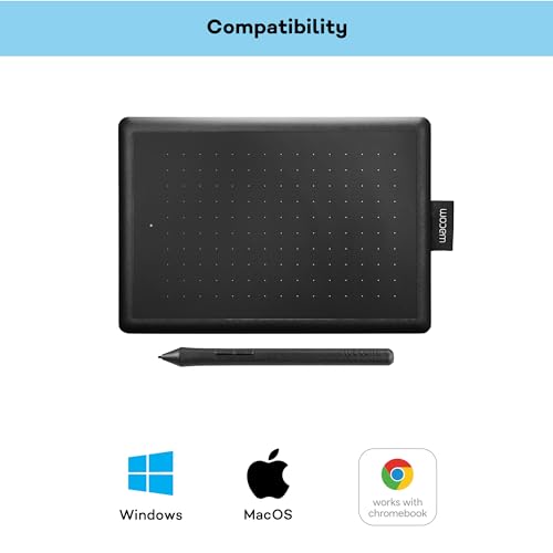 One by Wacom Stifttablett mit drucksensitivem Stift, geeignet für Windows, Mac & Chromebook, Small,...