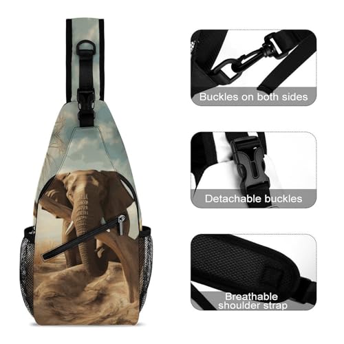 Bolso tipo sling Resting Elephant para hombro y pecho miniatura 3