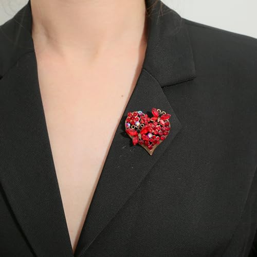 Image of Heart Shape Rhinestone Brooch Crystal Love Brooches for Women Pin Wedding Fashion Brooches Jewelry,Women Gift