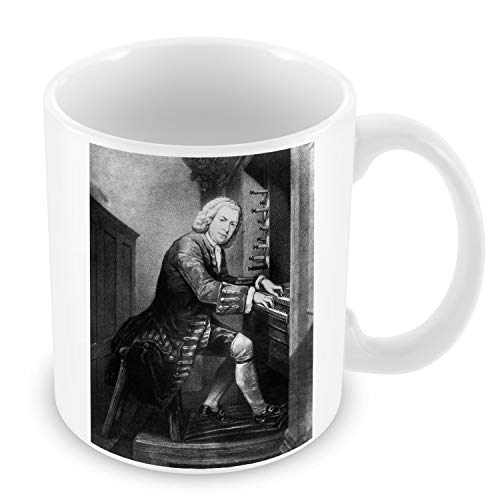 Fabulous Keramische Becher 325ml Gravieren von Star berühmten Komponisten Johann Sebastian Bach Musik Kult Original