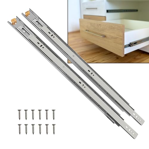 Image of Volo Heavy Duty Drawer Slides, Full Extension Ball Bearing Runners | Pack of 2 Piece | Channels for Kitchen Cabinets, Wardrobes, and Dressers (Mild Steel, 22 Inch)