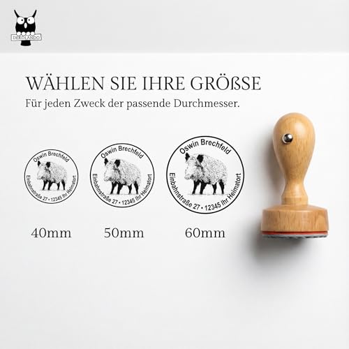 Stempel Wildschwein - mit persönlicher Adresse Wildtiere Geschenk für Jäger