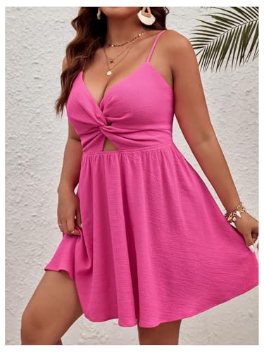 Image of Floerns Women's Plus Size Cut Out Twist Front Sleeveless Flare Hem Cami Dress