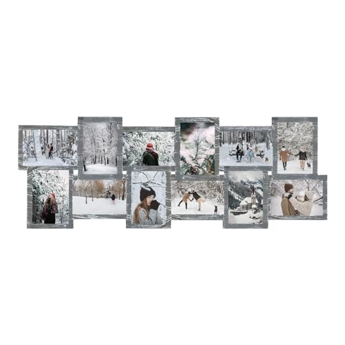 J.M.Deco 12 Opening Collage Picture Frames for Wall Decor, 4x6 Photo Frame Set for Home Decoration/Gallery, Christmas Gifts, One-Piece, Ashes Grey