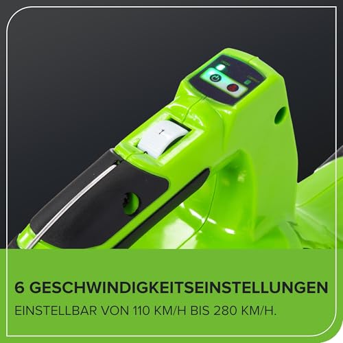 Foto von Greenworks 40V Akku Laubsauger/ Laubbläser mit bürstenlosem Motor, 370 km/h, 14.17m³/min, 45L Fangsack mit 2x 2Ah Akkus & Ladegerät, 3 Jahre Produkt-Garantie