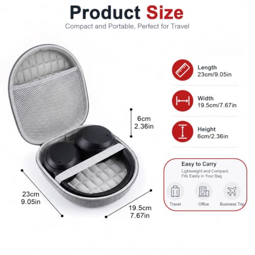 Image of ZORBES Headphone Travel Case Storage Bag, EVA Hard Shell Zipper Travel Case, Anti-Scratch Carry Case with Elastic Band & Mesh Pocket, Universal Compatible with Sony, JBL, Audio-Technica, 19.5x23cm