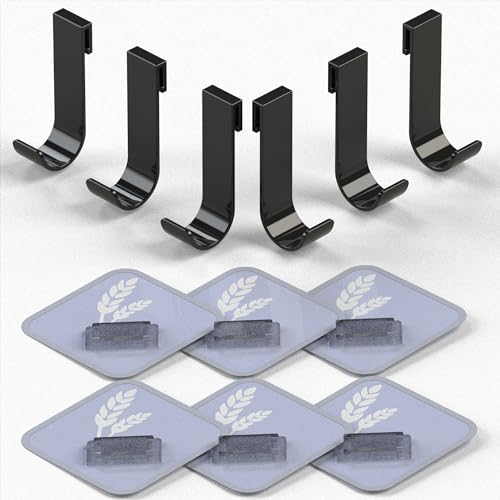 Image of Shower Caddy Hooks, Razor Hanger for Shelf and Loofah (Black - 6 Packs)