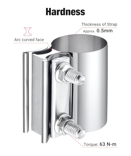 Evil Energy ES00424S2.5-2 2.5 Inch Exhaust Clamp,2 1/2 Inch Butt Joint Band Clamp Sleeve Coupler Stainless Steel thumb #2