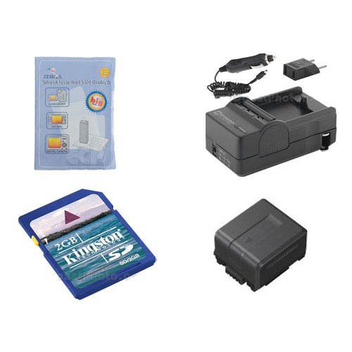 Synergy Digital Camcorder Accessory Kit, Compatible with Panasonic HDC-TM700 Camcorder - Kit includes: SDM-130 Charger, KSD2GB Memory Card, ZELCKSG Care & Cleaning, SDVWVBG130 Battery