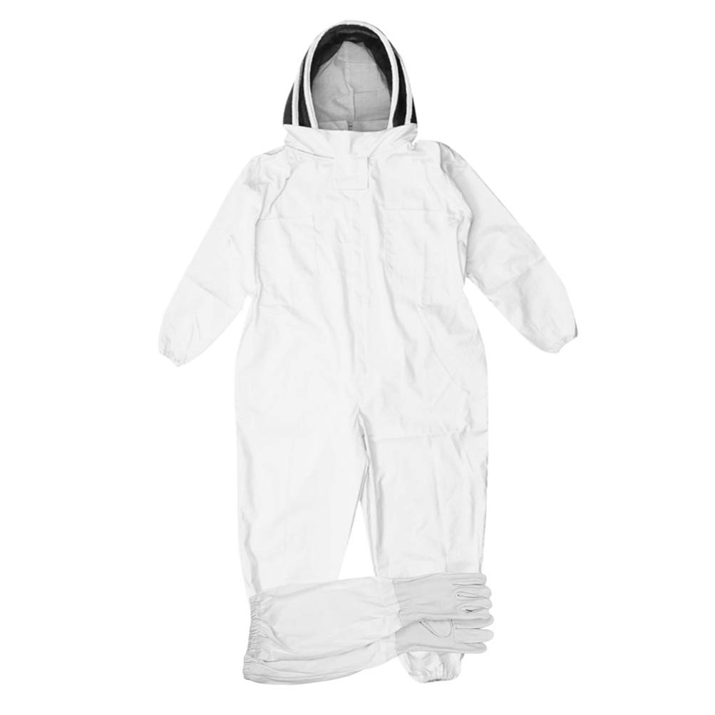 Artibetter Protective Coverall Safety Work Wear Thicken Doctor Lab Coat Beekeeping Clothes Dustproof Isolation Gown Anti-Saliva Working Suit with Gloves for Hospital Size XXL (White)