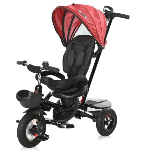 Lorelli Dreirad Zippy 3 in 1 umkehrbarer Sitz umbaubar Luftreifen Freilauf Gurt, Farbe:rot