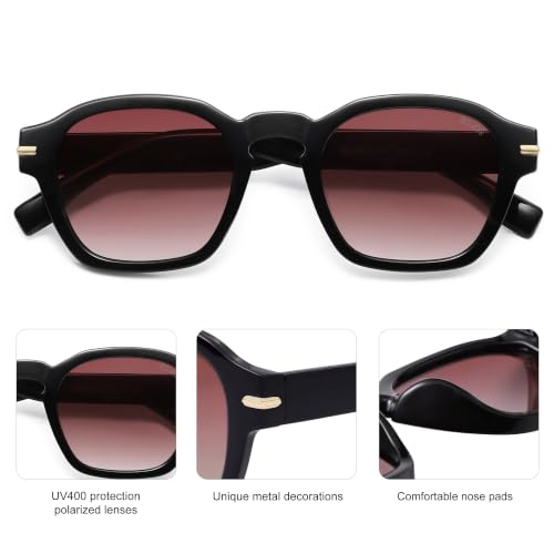 Image of SOJOS Retro Square Polarized Sunglasses Men Trendy Womens SJ2382 | Vintage UV400 90s Sun Glasses Outfit Driving