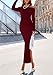 PRETTYGARDEN Womens Fall Sweater Dress 2026 Long Sleeve Off Shoulder Slit Maxi Bodycon Cocktail Party Dresses Spring Fashion (Wine Red,Large)