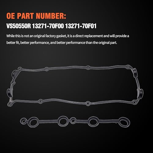 Image of HiSport Engine Valve Cover Gasket - Compatible with Nissan 1998-2004 Frontier 2000-2004 Xterra 1995-1998 240SX 2.4L - Replace VS50550R