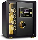 Großer feuerfester, wasserdichter Stahlsafe für Zuhause und Büro – passwortgeschützte, diebstahlsichere Dokumentenaufbewahrung für sichere Hotelutensilien (A 45 x 38 x 33 cm)