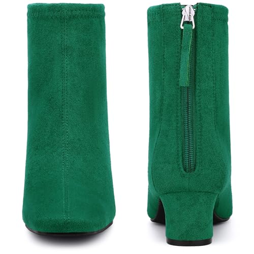 Allegra K Allegra K Women's Square Toe Ankle Boots Chunky Low Heels Emerald Green Boots 7 M US