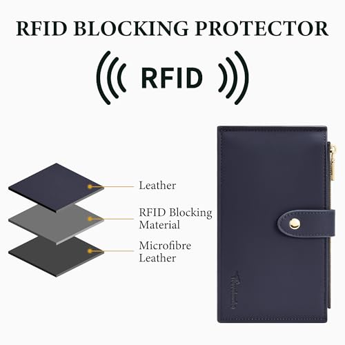 Image of Travelambo Leather Wallets for Women Slim RFID Blocking Bifold Credit Card Holder Wallet