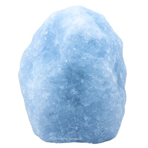 Image of Amazing Gemstone Blue Calcite Crystal for Sleep Raw Crystals and Healing Stones, Natural Rocks for Tumbling - DIY Raw Stones and Crystals, 2 Pieces