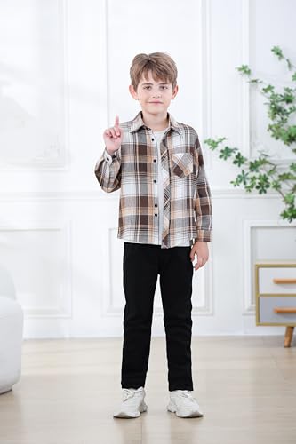 Image of Betusline Boy and Men Button Down Plaid Shirt