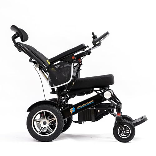 Fold And Travel Enhanced Mobility Lightweight Foldable Electric Wheelchair for Seniors and Adults, Ideal Travel Companion with Portable Power Chair (1 Battery 15+ Miles Range, Black Frame)