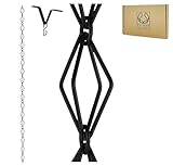 U-nitt Rain Chain Water Collection for Gutters Rainwater Catcher & Diverter, 8.5 FT Chains for Outside Garden, Black Diamond Link, Roof Downspout, Works with Heavy Rain, w/Gutter Clip for Rainchains