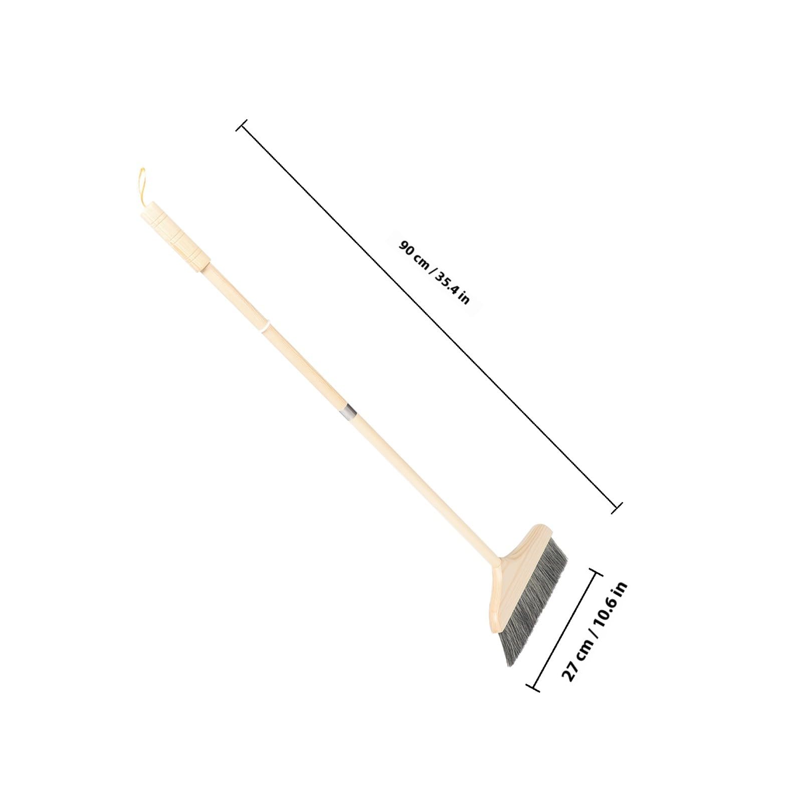 CLISPEED Scopa Setole Morbide in Legno per Pulizia Efficiente di Tappeti e Pavimenti, Manico Lungo Resistente, Facile da Riporre, la Casa