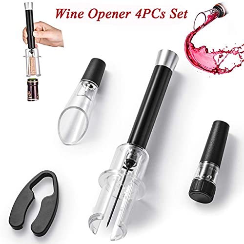 NewZexi 4-in-1 Wijnopenerset, Luchtdruk Wijn Kurkentrekker Flesopener + Wijn Beluchter Schenker + Wijn Vacuüm Stop… - Afbeelding 3