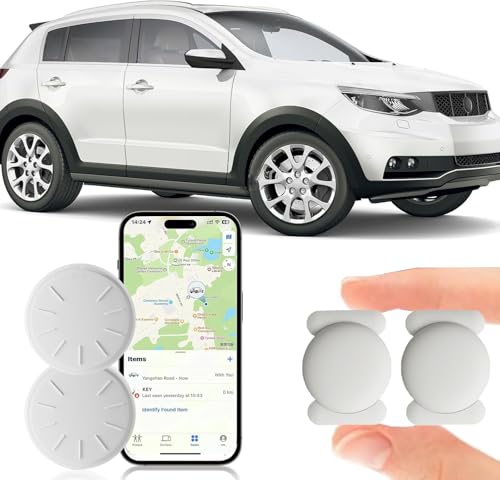 Car GPS Tracking Device for Vehicles,Cars etc,2PCS Real Time GPS Tracker for Vehicles Work with Find My (iOS Only),Mini Hidden Car Tracker with Magnetic Waterproof Case,No Monthly Fee(White)