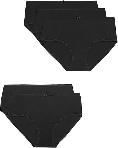 Marks &amp; Spencer Womens Cotton Blend Solid High Rise High Leg Knicker (Pack of 5)